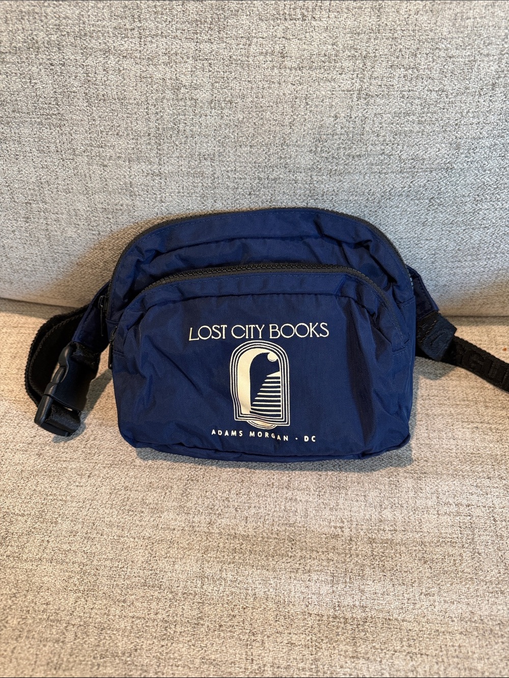 Baggu Belt Bag “Lost City Books” Blue Gently Used Clean